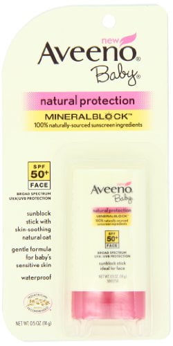 3 Pack Aveeno Baby Natural Protection Face Stick Sunscreen, SPF 50 - 0.5oz Ea Soothing Touch - Lip Balm Lemon Cardamom - 0.25 oz. (pack of 12)